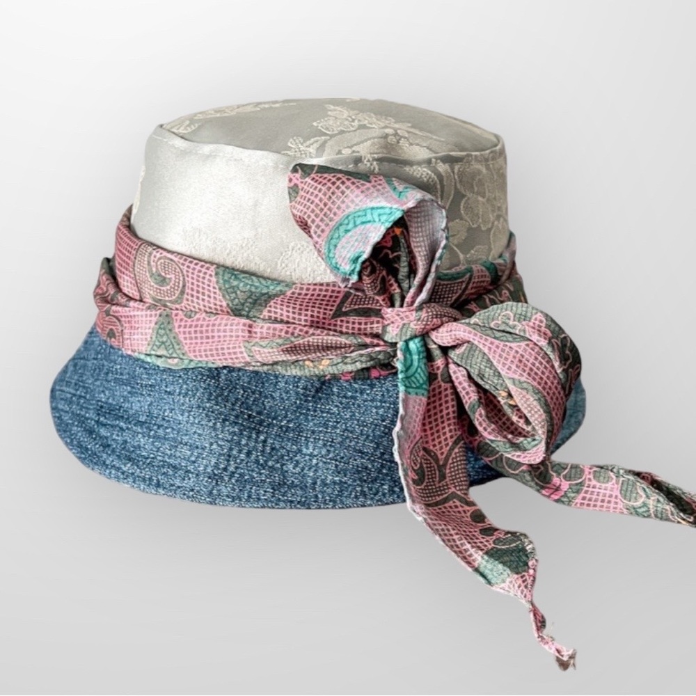 ♻️ Upcycle Hat Women’s Spring Hats with Hair Scarf Eco Friendly Sustaina…